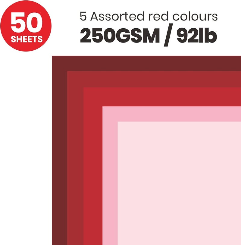 BearBoss Red Colored Cardstock Thick Paper 50 Sheets, 8.5" x 11" Heavyweight 92lb Cover Card Stock for Crafts and DIY Cards Making - Image 3